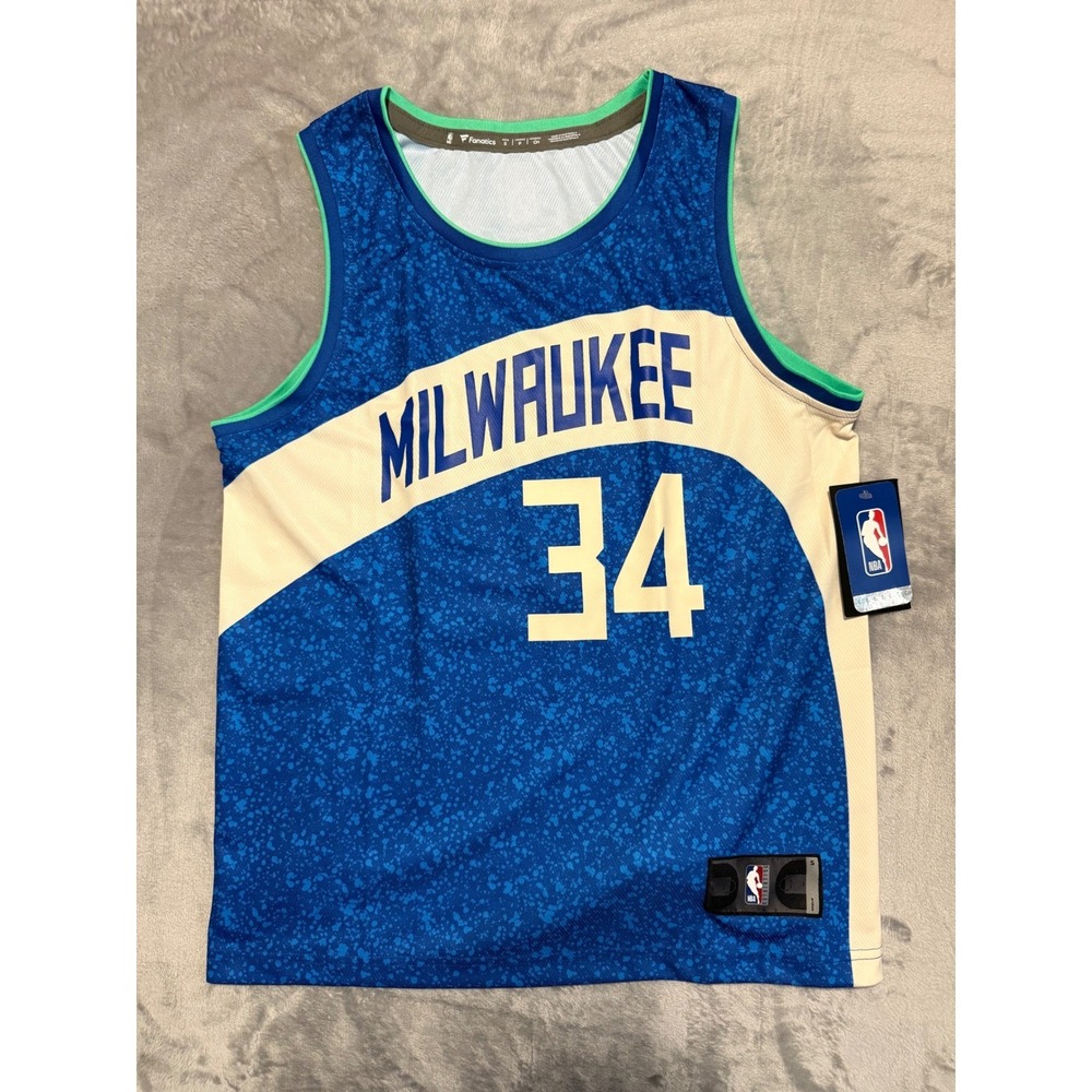 Fanatics Giannis Antetokounmpo Jersey Men S Blue Milwaukee Bucks City Edition 34